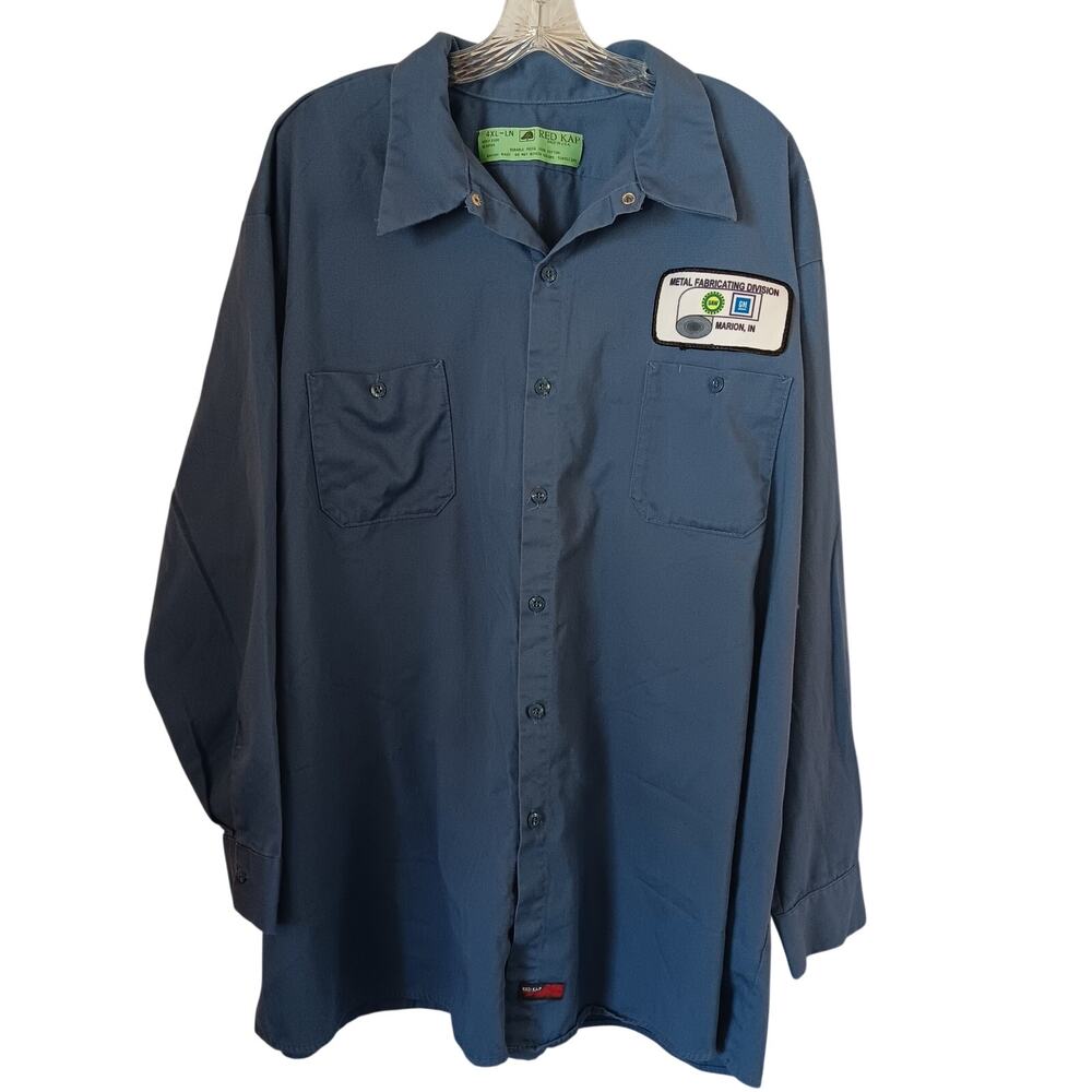 RED KAP 100% Cotton Work Shirt 4XL LN Made in USA GM UAW Metal Fabricating Patch